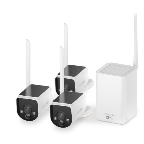 MaxRanger4K™ Solar 3 Camera Security System with Longest Range Wireless with Gutter Mounts | SWNVK-MR4KSD3-BB